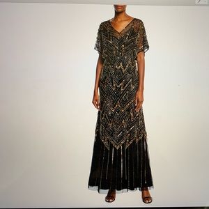 Aidan Mattox Beaded Blouson A-Line Gown.